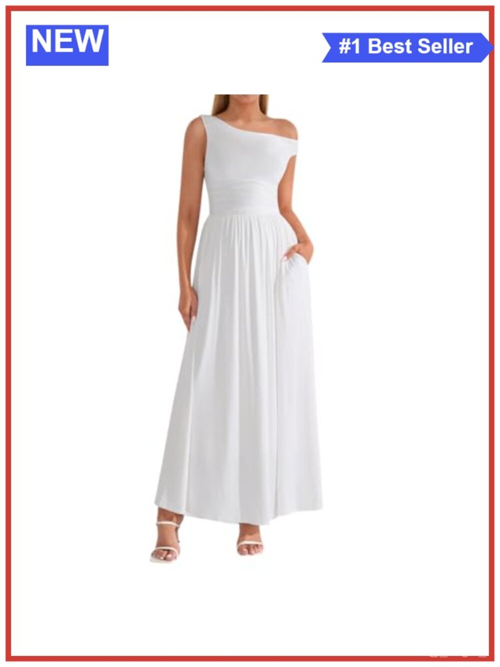 Womens One Shoulder Maxi Dress Flowy A-Line Summer Wedding Guest Formal